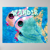 Whimsical Abstract Fish Trio Blue Personalized Poster (Voorkant)