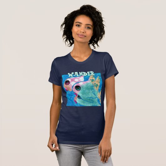 Whimsical Abstract Fish Trio Blue Personalized T-shirt (Voorkant volledig)