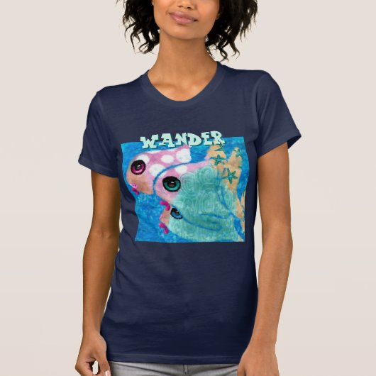 Whimsical Abstract Fish Trio Blue Personalized T-shirt (Voorkant)