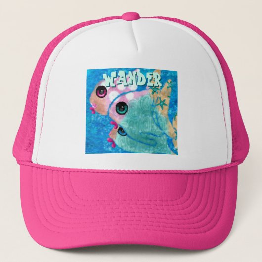 Whimsical Abstract Fish Trio Blue Personalized Trucker Pet (Voorkant)