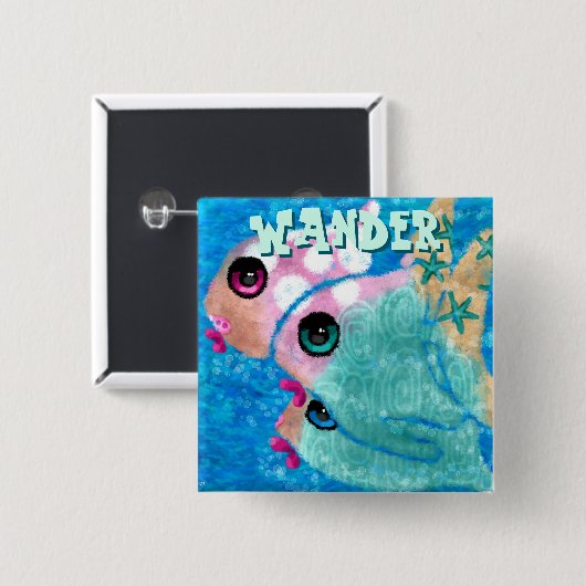 Whimsical Abstract Fish Trio Blue Personalized Vierkante Button 5,1 Cm (Voorkant /achterkant)
