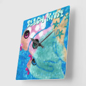 Whimsical Abstract Fish Trio Blue Personalized Vierkante Klok (Hoek)