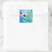 Whimsical Abstract Fish Trio Blue Personalized Vierkante Sticker (Tas)