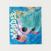 Whimsical Abstract Fish Trio Blue Personalized Wandkleed (Voorkant)