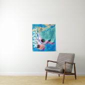 Whimsical Abstract Fish Trio Blue Personalized Wandkleed (In situ)
