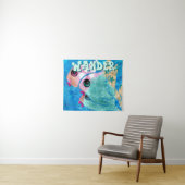 Whimsical Abstract Fish Trio Blue Personalized Wandkleed (In Situ (horizontaal))