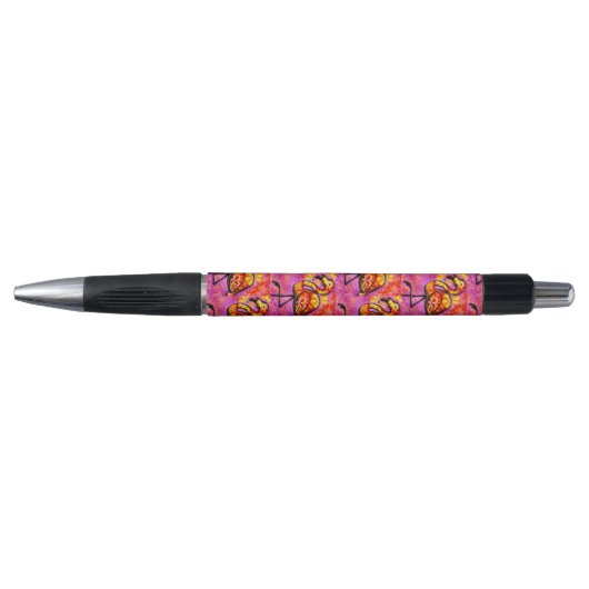 Whimsical Abstract Flamingo Roze Sinaasappel Pen (Voorkant)