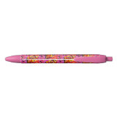 Whimsical Abstract Flamingo Roze Sinaasappel Zwarte Inkt Pen (Achterkant)