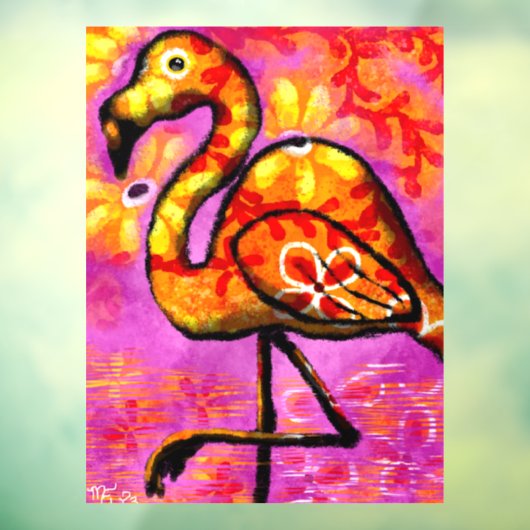 Whimsical Abstract Flamingo Roze Venster Cling Raamsticker (Vel 3)