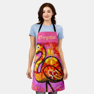 Whimsical Abstract Flamingo Vogel Persoonlijk Schort