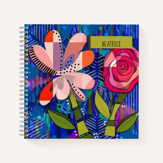 Whimsical Abstract Floral Custom Text Notitieboek (Voorkant)