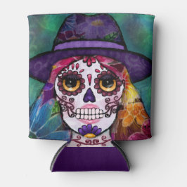 Whimsical Abstract Floral Hippie Sugar Skull Blikjeskoeler