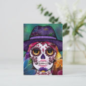 Whimsical Abstract Floral Hippie Sugar Skull Briefkaart (Staand voorkant)