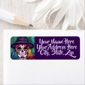 Whimsical Abstract Floral Hippie Sugar Skull Etiket (Insitu)