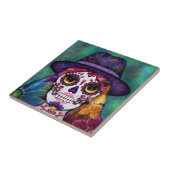 Whimsical Abstract Floral Hippie Sugar Skull Tegeltje (Zijkant)
