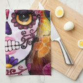 Whimsical Abstract Floral Hippie Sugar Skull Theedoek (Quarter Fold)