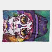 Whimsical Abstract Floral Hippie Sugar Skull Theedoek (Horizontaal)