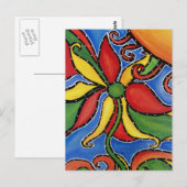 Whimsical Abstract Flower Colorful Art Briefkaart (Voorkant / Achterkant)