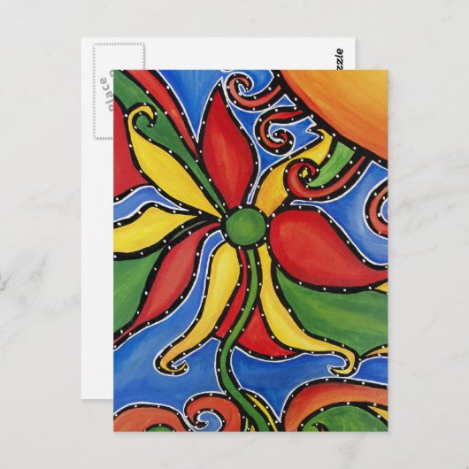 Whimsical Abstract Flower Colorful Art Briefkaart (Voorkant / Achterkant)
