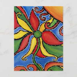 Whimsical Abstract Flower Colorful Art Briefkaart
