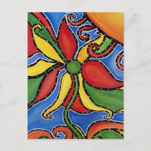 Whimsical Abstract Flower Colorful Art Briefkaart (Voorkant)