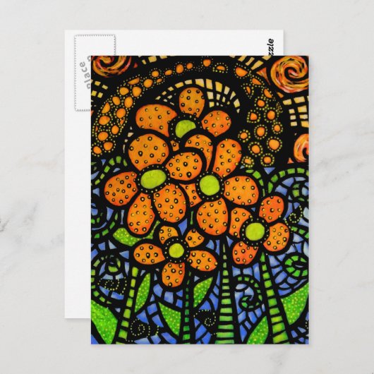 Whimsical Abstract Flowers Colorful Art Briefkaart (Voorkant / Achterkant)