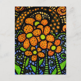 Whimsical Abstract Flowers Colorful Art Briefkaart