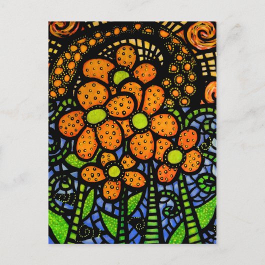 Whimsical Abstract Flowers Colorful Art Briefkaart (Voorkant)