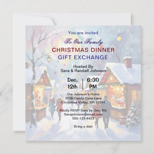 Whimsical Abstract Holiday Market Christmas Party Kaart (Achterkant)