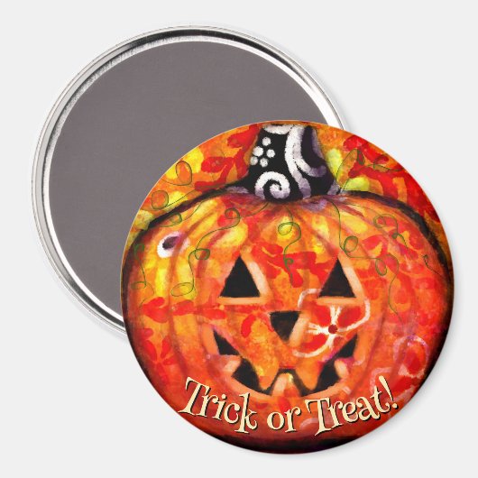 Whimsical Abstract Jack O Lantern Personalized Magneet (Voorkant / Achterkant)