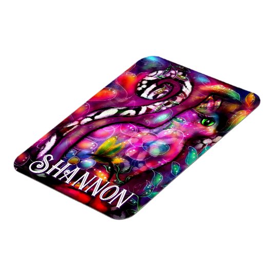 Whimsical Abstract Kitty Cat Floral Personalized Magneet (Linkerzijde)