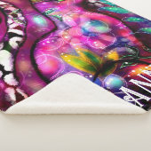 Whimsical Abstract Kitty Cat Floral Personalized Sherpa Deken (3/4)