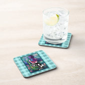 Whimsical Abstract Mermaid Nautical Teal Seashells Bier Onderzetter (Rechterzijde)