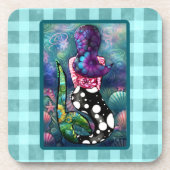 Whimsical Abstract Mermaid Nautical Teal Seashells Bier Onderzetter (Voorkant)