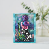 Whimsical Abstract Mermaid Nautical Teal Seashells Briefkaart (Staand voorkant)