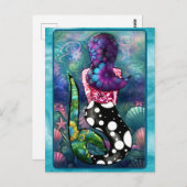 Whimsical Abstract Mermaid Nautical Teal Seashells Briefkaart (Voorkant / Achterkant)