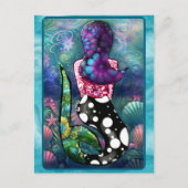 Whimsical Abstract Mermaid Nautical Teal Seashells Briefkaart (Voorkant)