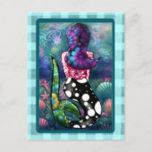 Whimsical Abstract Mermaid Nautical Teal Seashells Briefkaart (Voorkant)
