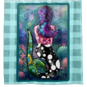 Whimsical Abstract Mermaid Nautical Teal Seashells Douchegordijn (Voorkant)