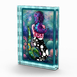 Whimsical Abstract Mermaid Nautical Teal Seashells Fotoblokken