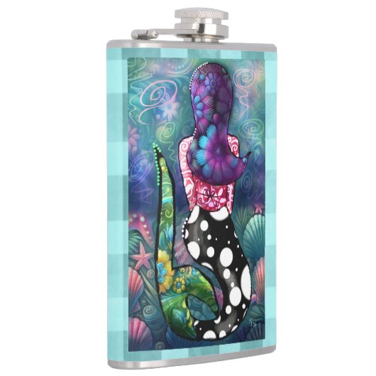 Whimsical Abstract Mermaid Nautical Teal Seashells Heupfles (Rechts)