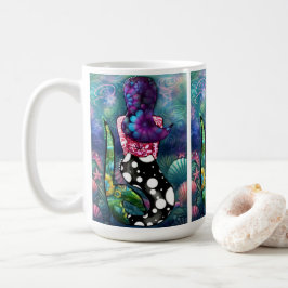 Whimsical Abstract Mermaid Nautical Teal Seashells Koffiemok