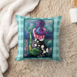 Whimsical Abstract Mermaid Nautical Teal Seashells Kussen