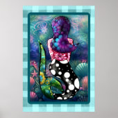Whimsical Abstract Mermaid Nautical Teal Seashells Poster (Voorkant)