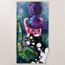 Whimsical Abstract Mermaid Nautical Teal Seashells Strandlaken