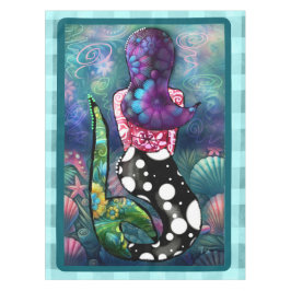 Whimsical Abstract Mermaid Nautical Teal Seashells Tafelkleed