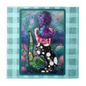 Whimsical Abstract Mermaid Nautical Teal Seashells Tegeltje (Voorkant)