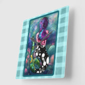 Whimsical Abstract Mermaid Nautical Teal Seashells Vierkante Klok (Hoek)