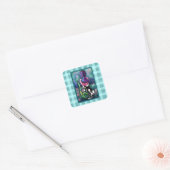 Whimsical Abstract Mermaid Nautical Teal Seashells Vierkante Sticker (Envelop)