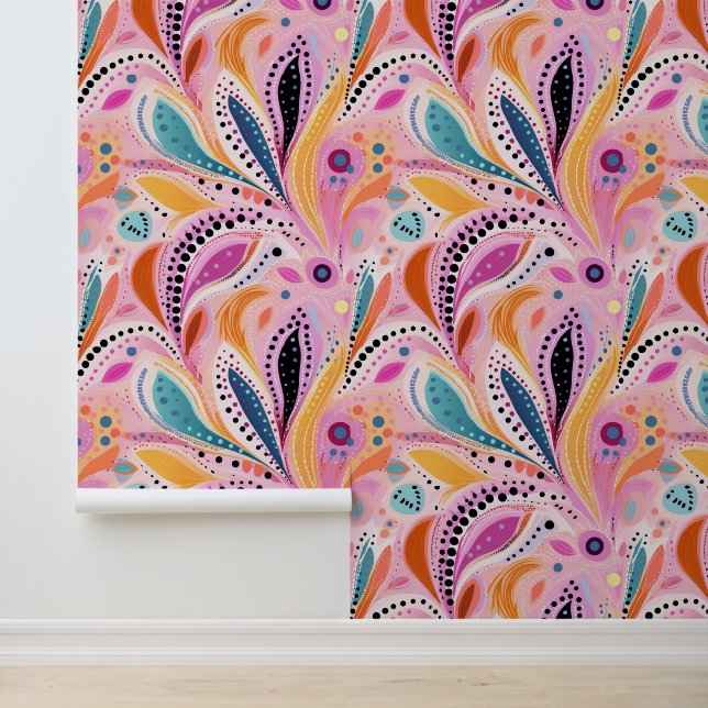 Whimsical Abstract Modern Kleurrijk #2 Behang (Applicatie)